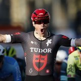 La joie d'Arvid De Kleijn, vainqueur de la 2e étape de Paris-Nice KEYSTONE/EPA/YOAN VALAT